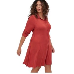 NWT Torrid Stella Collared Shirt Dress In Rust